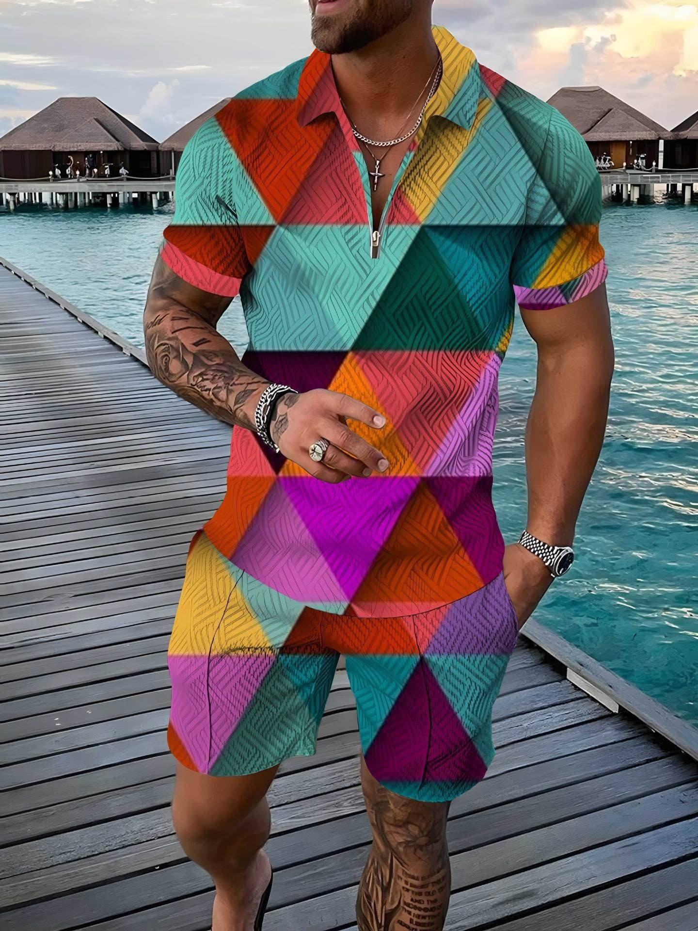New Polo Shirt Men Suit