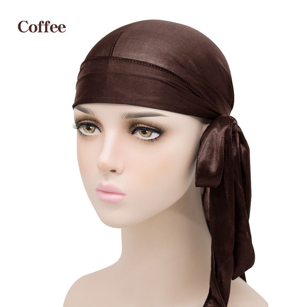 New Men And Women Satin Elastic Toe Cap Silky Long Tail Durag