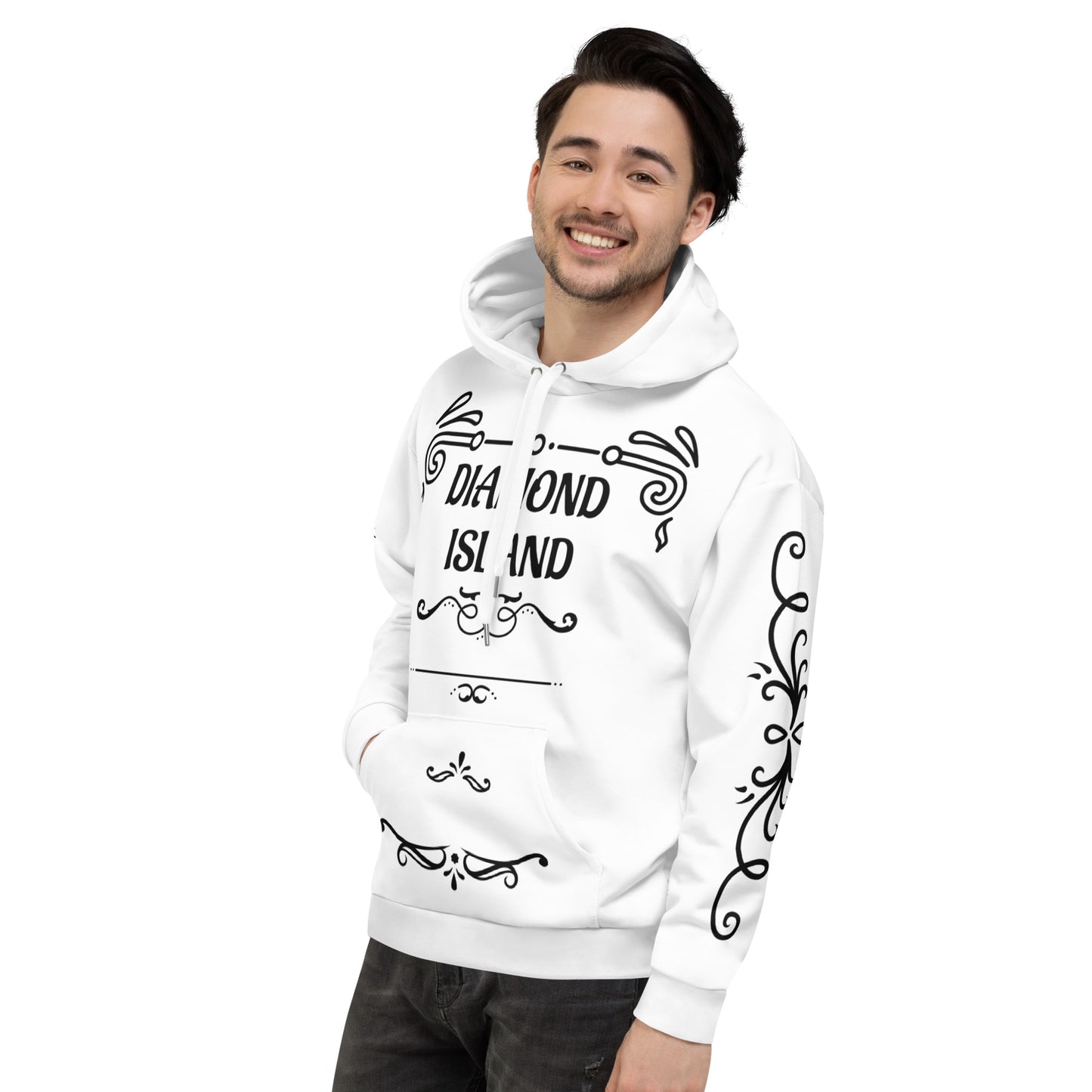 DIAMOND ISLAND DESIGNER Unisex Hoodie (white)