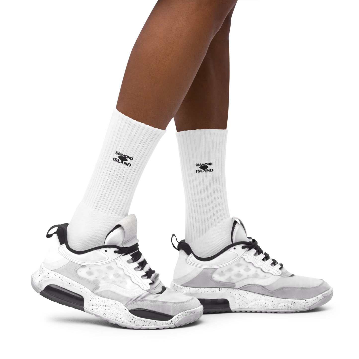 DIAMOND ISLAND Embroidered socks. White/ Black