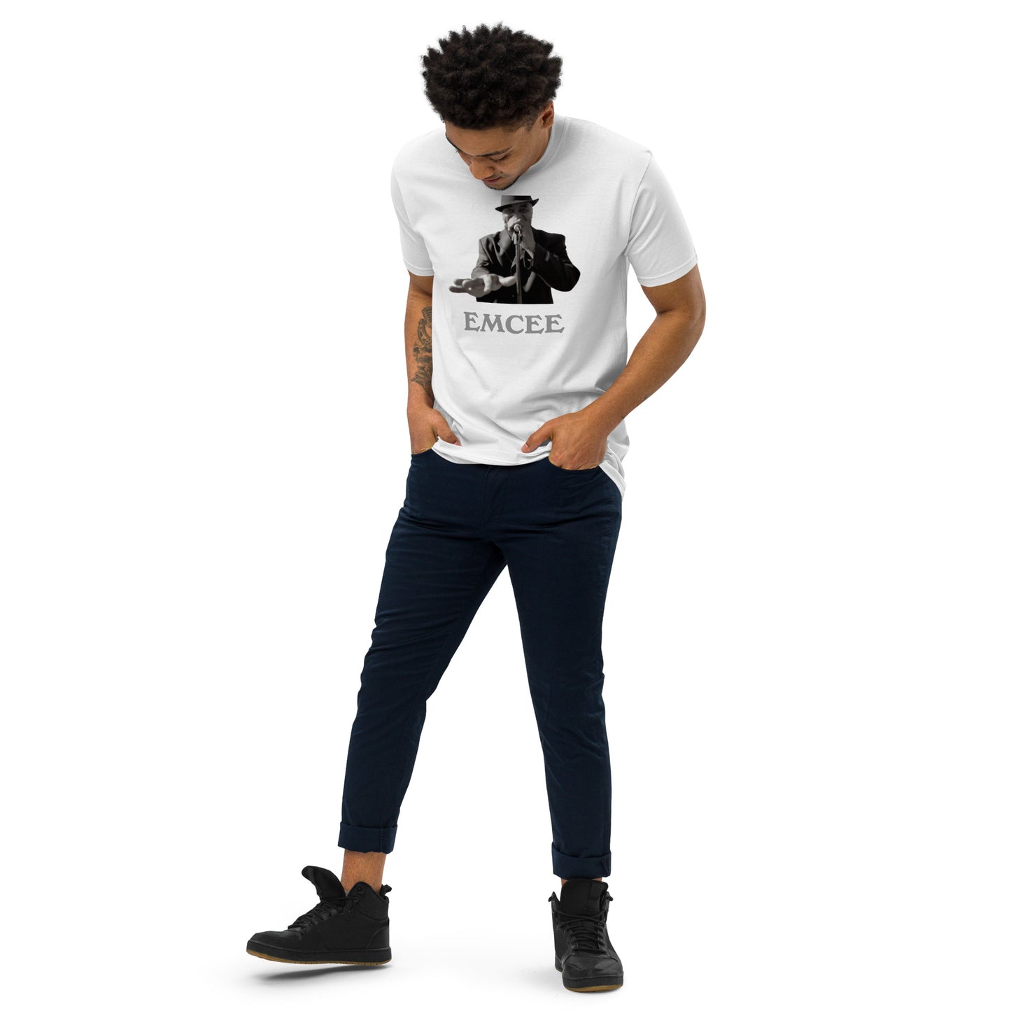 DIAMOND ISLAND EMCEE Men’s premium heavyweight tee Black/ White