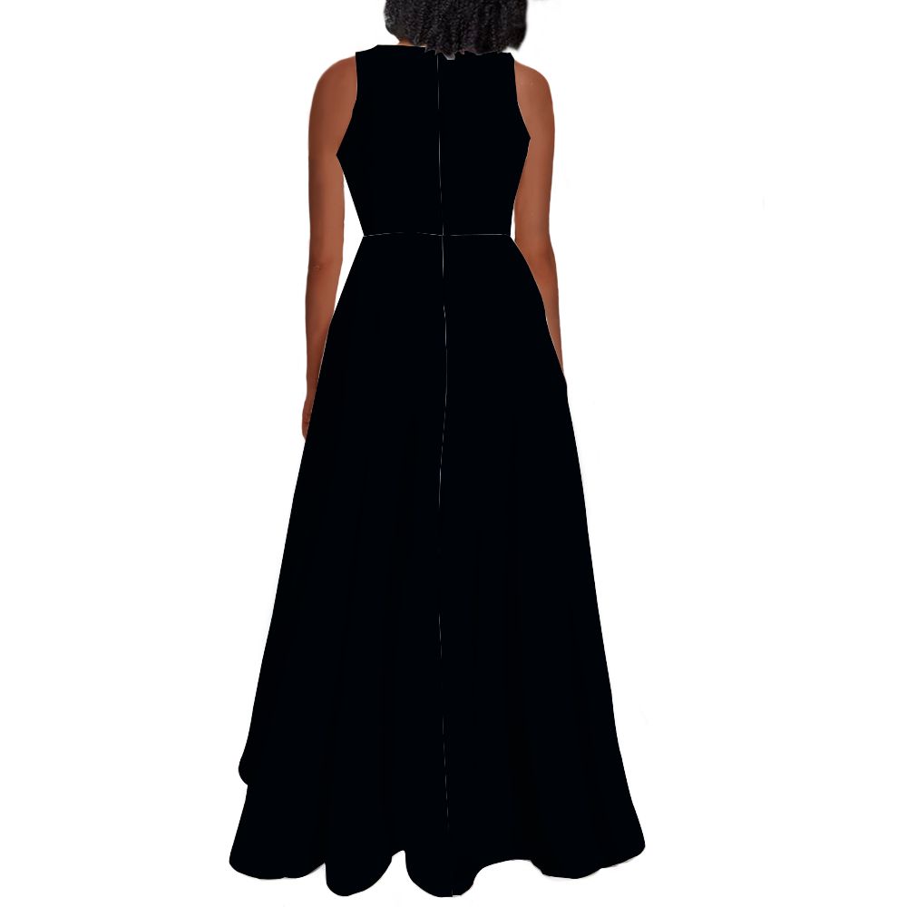 New Black Sleeveless Long Dress