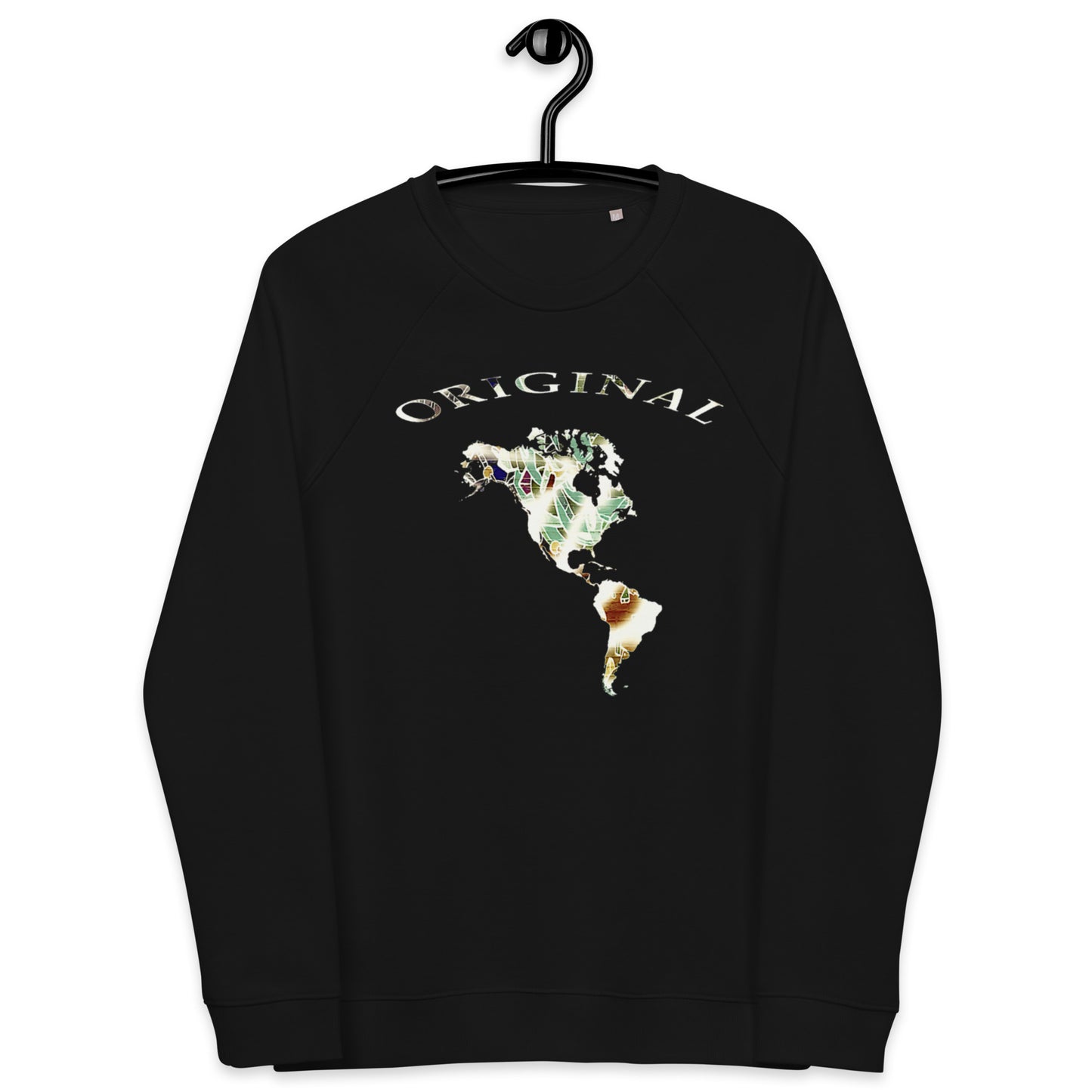ONE ORIGINAL GEAR Unisex organic raglan sweatshirt Black/ Multi Color