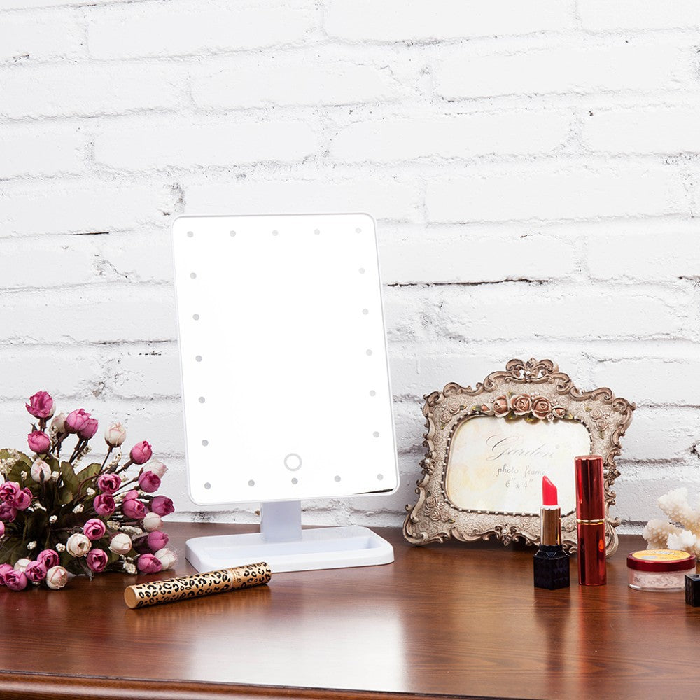 New LED Makeup Desktop Princess Mirror Large Touch Screen Bedroom Table Lamp Portable Dressing Mirror