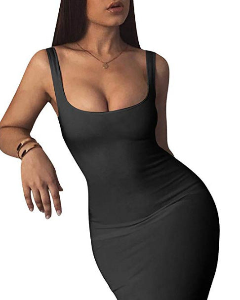 New Summer Sexy Women Sleeveless Vest Midi Skirt