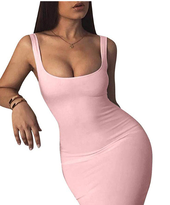 New Summer Sexy Women Sleeveless Vest Midi Skirt