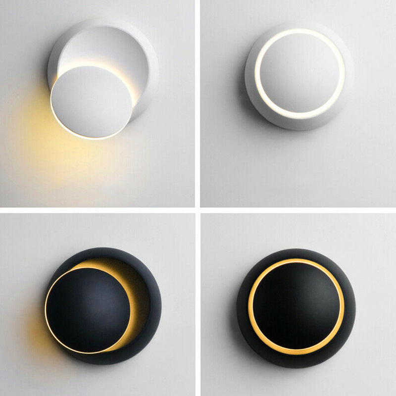 New Modern Bedside Lamp Bedroom Living Room Stair Aisle LED Round Eclipse Crescent Wall Lamp