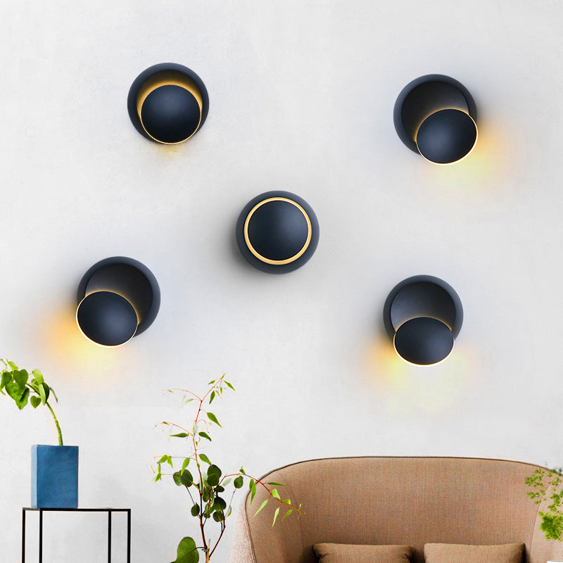 New Modern Bedside Lamp Bedroom Living Room Stair Aisle LED Round Eclipse Crescent Wall Lamp