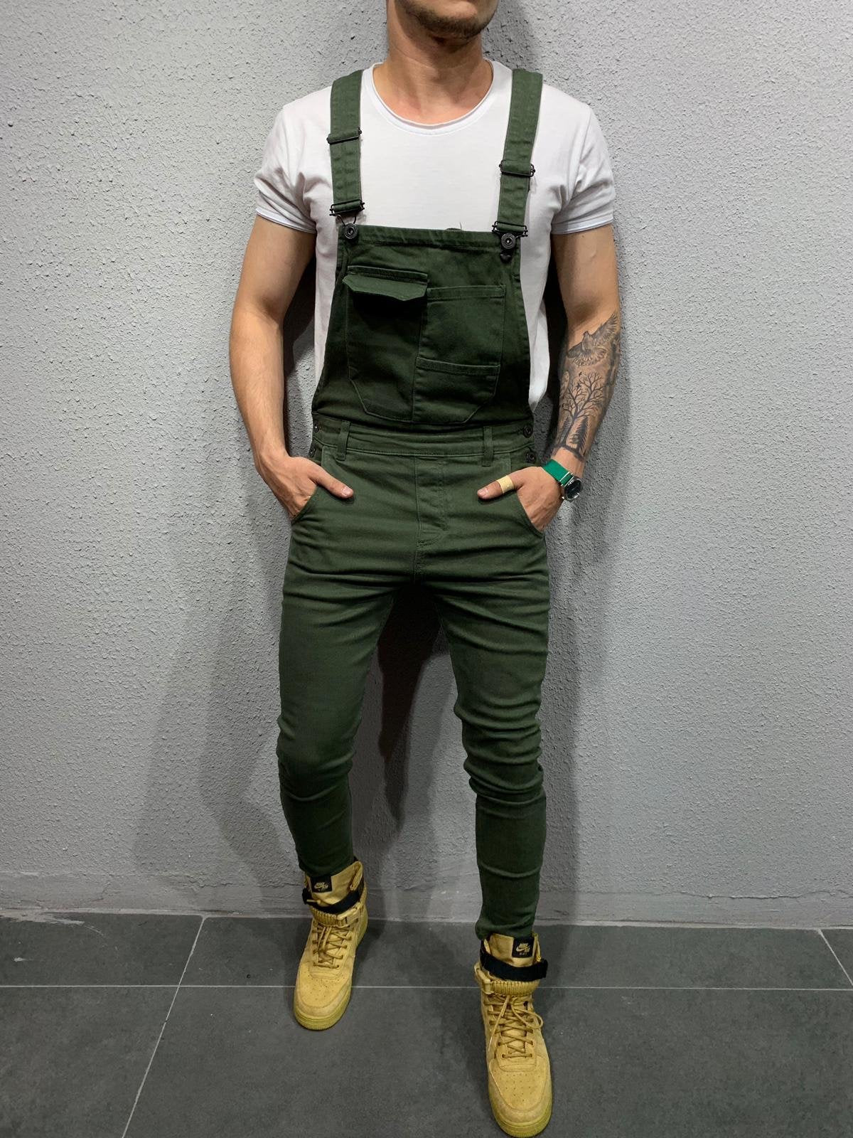 Wish Fashion Men's Sling Denim Pants Tear Denim Pants Foreign Trade Popular Work Clothes 6 Colors