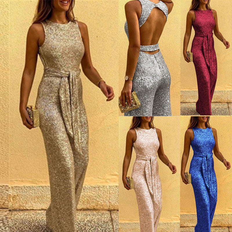 New Round Neck Sleeveless Jumpsuit Women Clothing