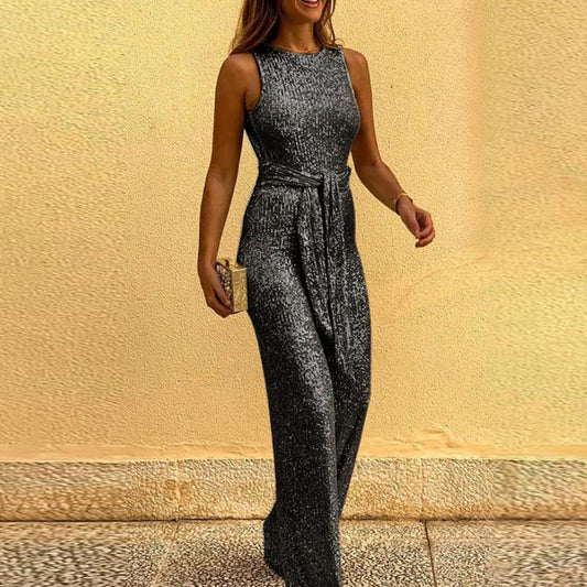 New Round Neck Sleeveless Jumpsuit Women Clothing
