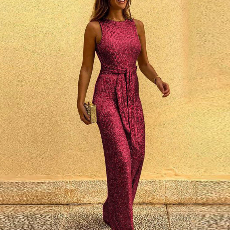 New Round Neck Sleeveless Jumpsuit Women Clothing