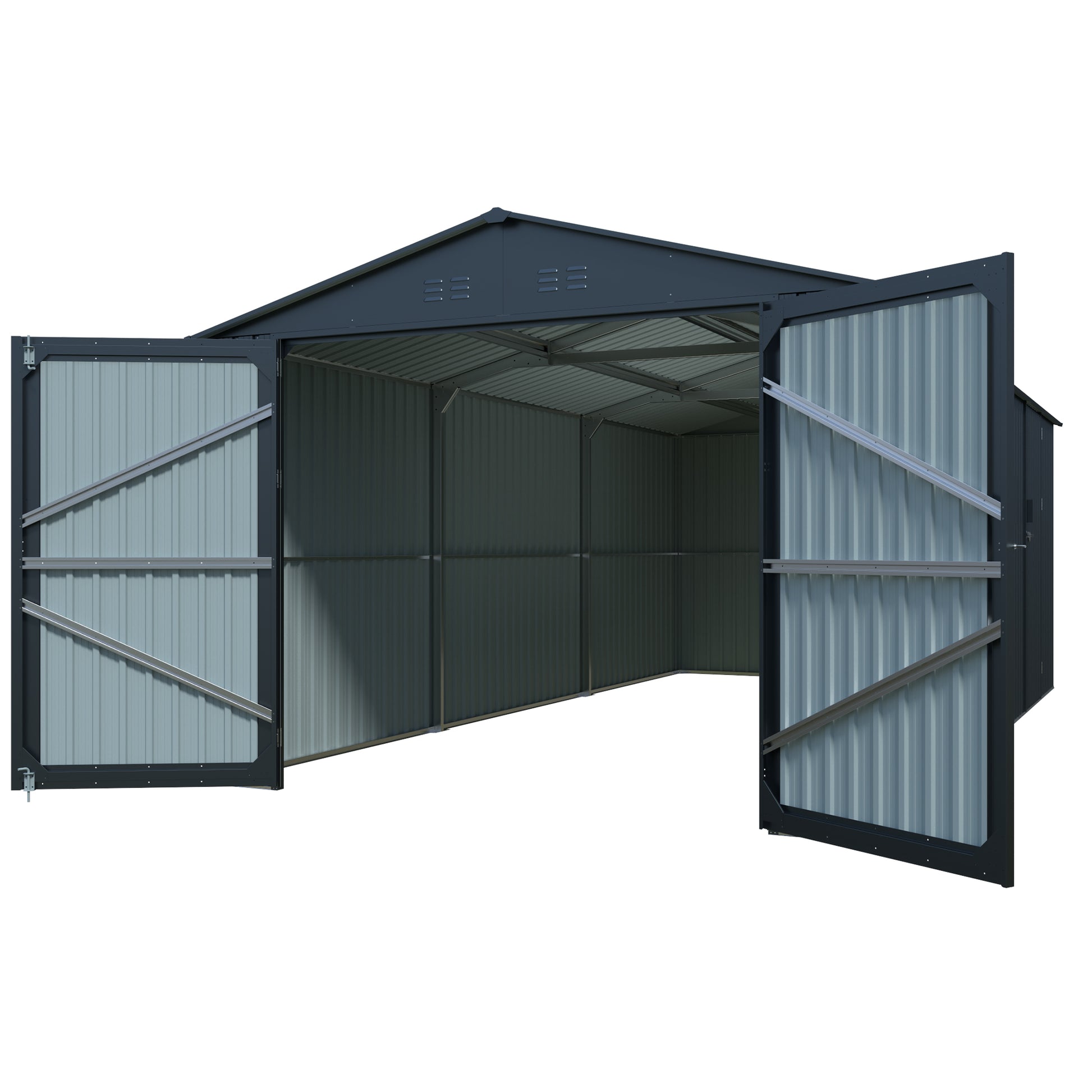 Outdoor Storage Shed 20x10 FT, Metal Garden Shed Backyard Utility Tool House Building with 2 Doors and 4 Vents for Car,Truck,Bike, Garbage Can,Tool,Lawnmower