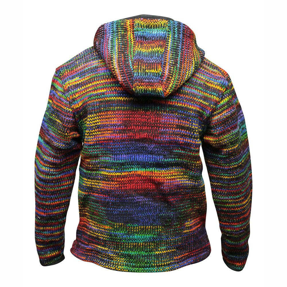New Thickened Alpine Hooded Jacket Color Knitted Sweater Men