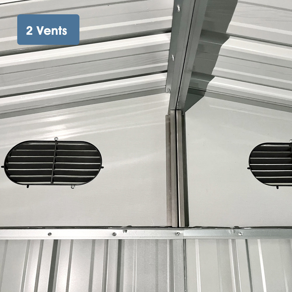 New Outdoor Storage Shed Galvanized Steel Garden Shed with 4 Vents Double Sliding Door, Utility Tool Shed Storage House for Backyard, Patio, Lawn