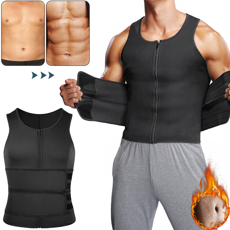 New Plus Size Men Neoprene Gym Clothes Waist Control Big Belly Tummy Shapewear