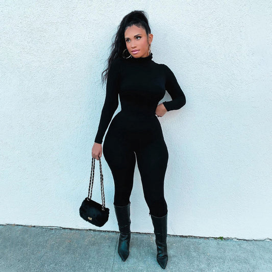 New Solid Color Tight-fitting Jumpsuit Pants Women