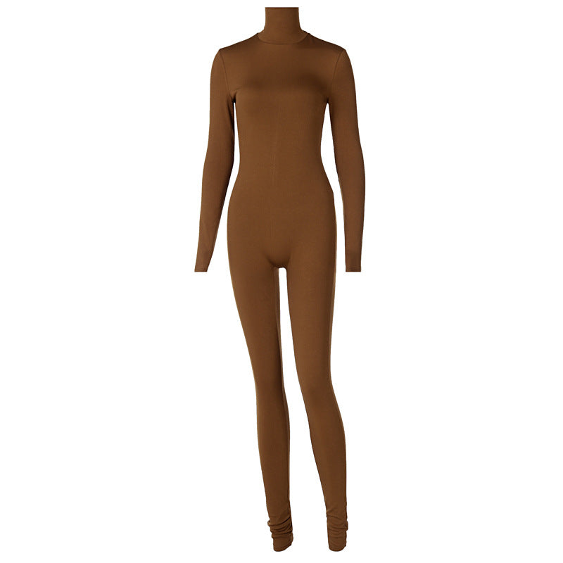 New Solid Color Tight-fitting Jumpsuit Pants Women
