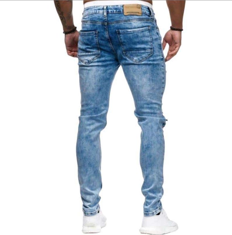 New Men Jeans New Ripped Denim Trousers