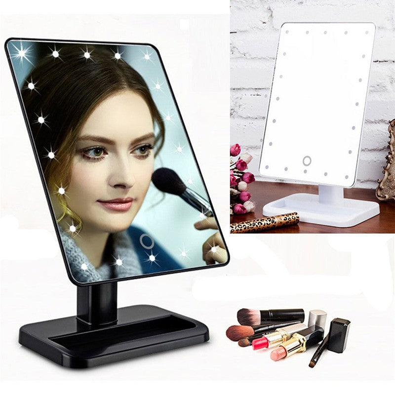 New LED Makeup Desktop Princess Mirror Large Touch Screen Bedroom Table Lamp Portable Dressing Mirror