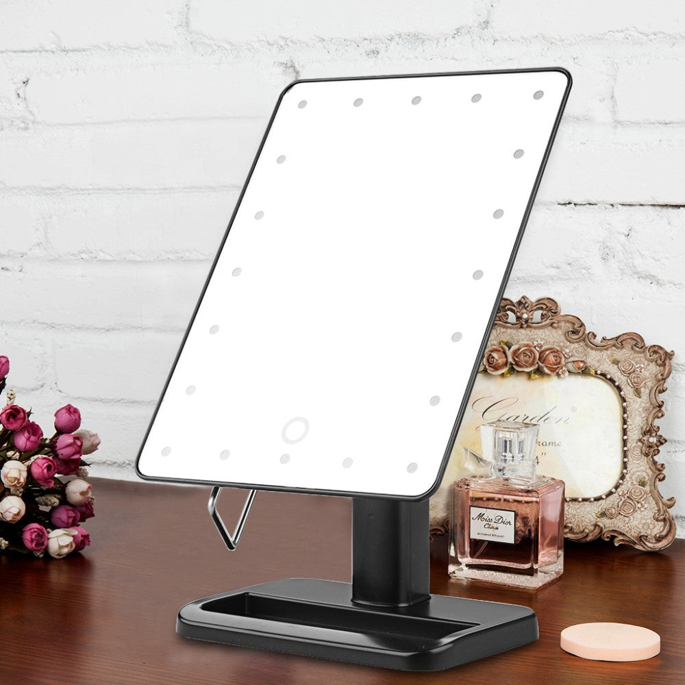 New LED Makeup Desktop Princess Mirror Large Touch Screen Bedroom Table Lamp Portable Dressing Mirror