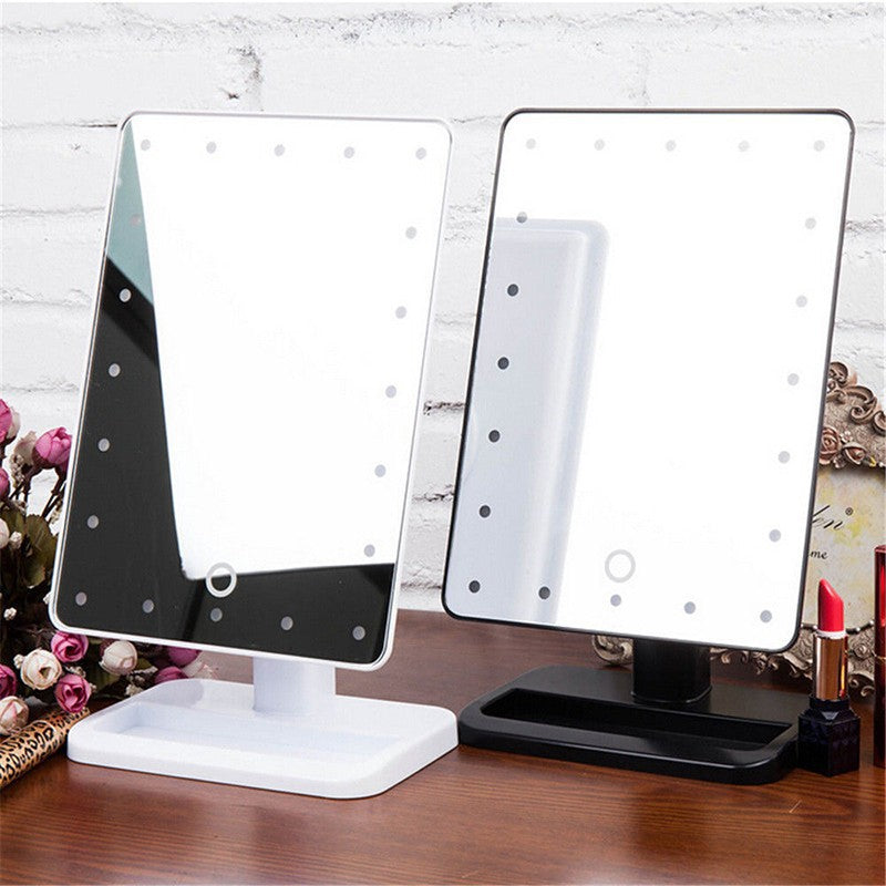 New LED Makeup Desktop Princess Mirror Large Touch Screen Bedroom Table Lamp Portable Dressing Mirror