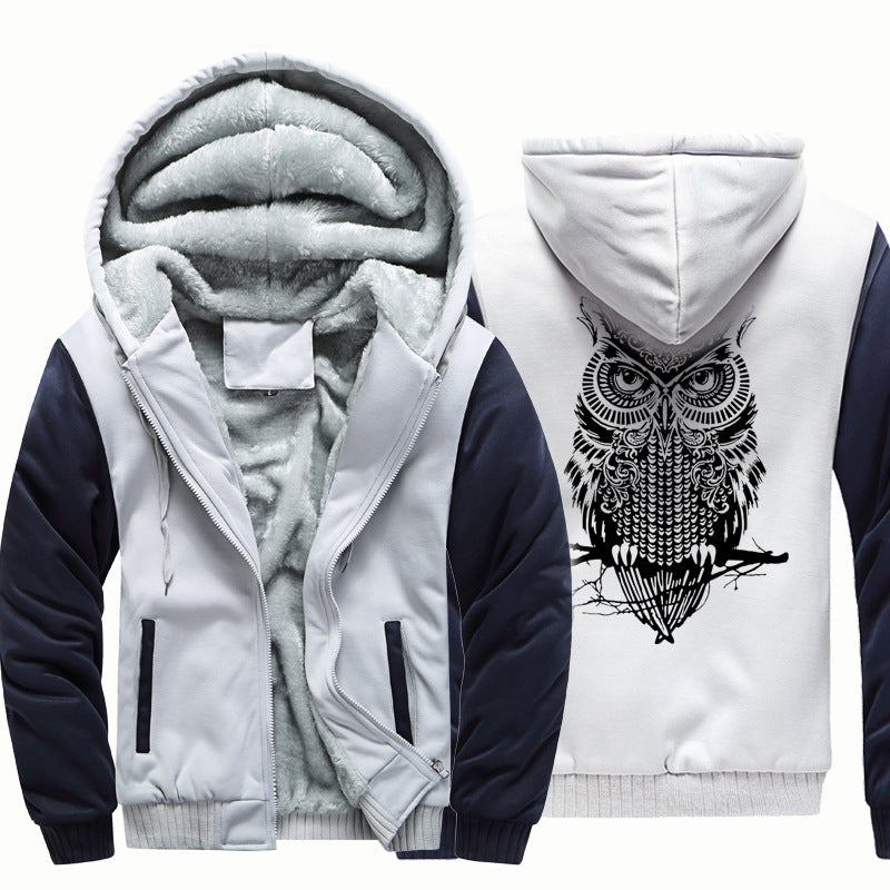 Velvet Jacket Youth Cardigan Owl Sweater Hooded Sportswear