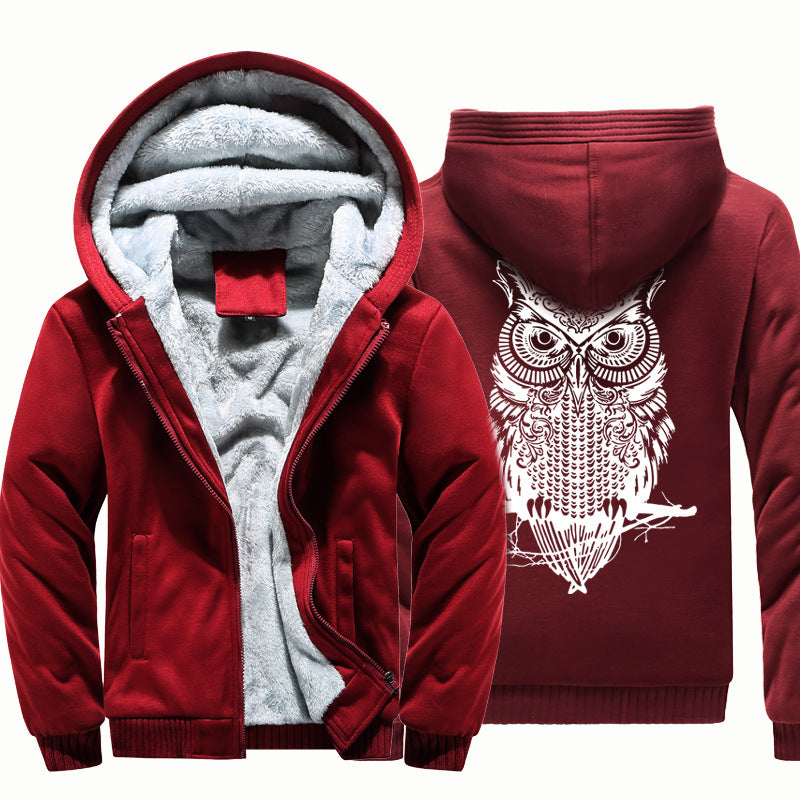 Velvet Jacket Youth Cardigan Owl Sweater Hooded Sportswear