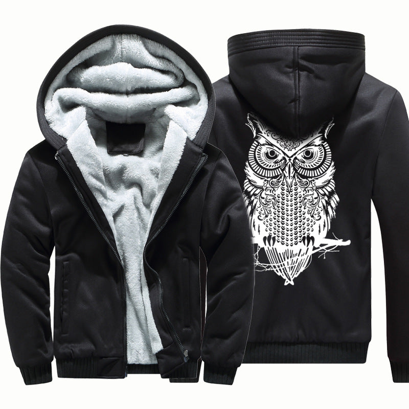 Velvet Jacket Youth Cardigan Owl Sweater Hooded Sportswear