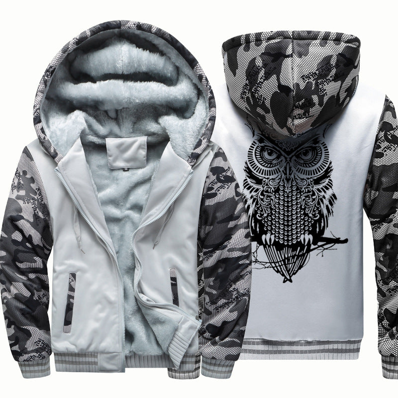 Velvet Jacket Youth Cardigan Owl Sweater Hooded Sportswear