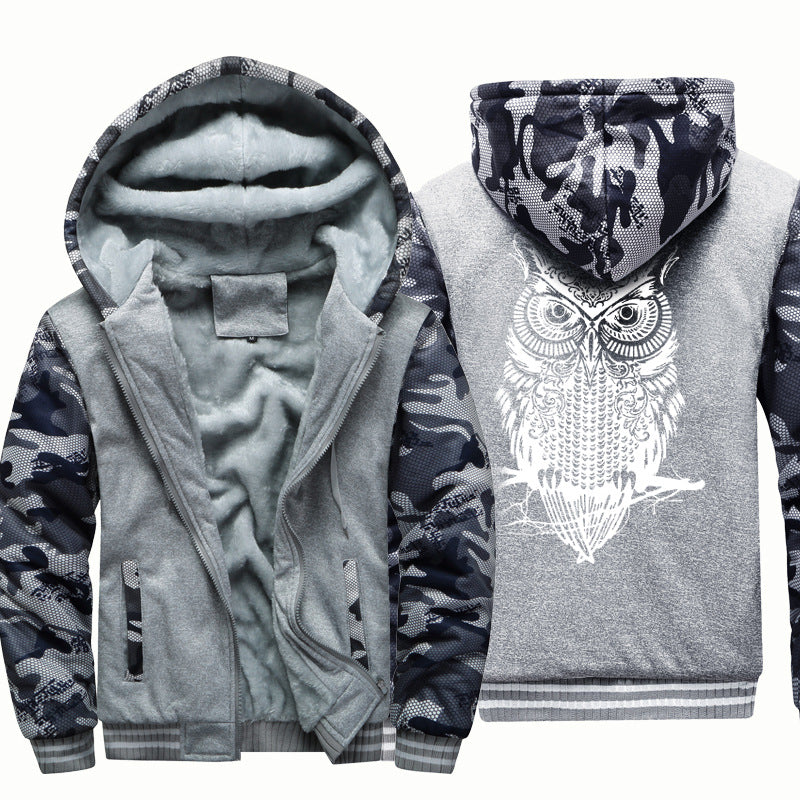 Velvet Jacket Youth Cardigan Owl Sweater Hooded Sportswear