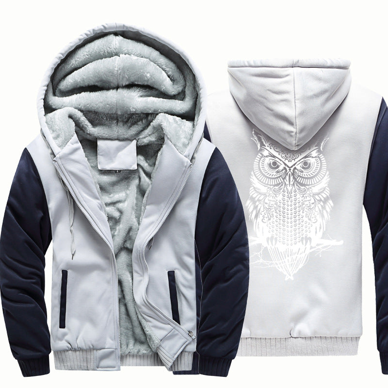 Velvet Jacket Youth Cardigan Owl Sweater Hooded Sportswear