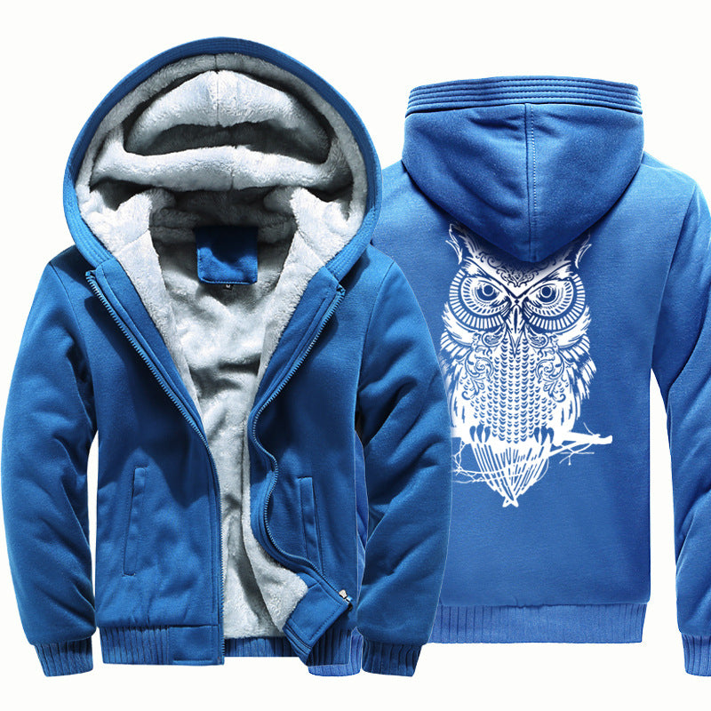 Velvet Jacket Youth Cardigan Owl Sweater Hooded Sportswear