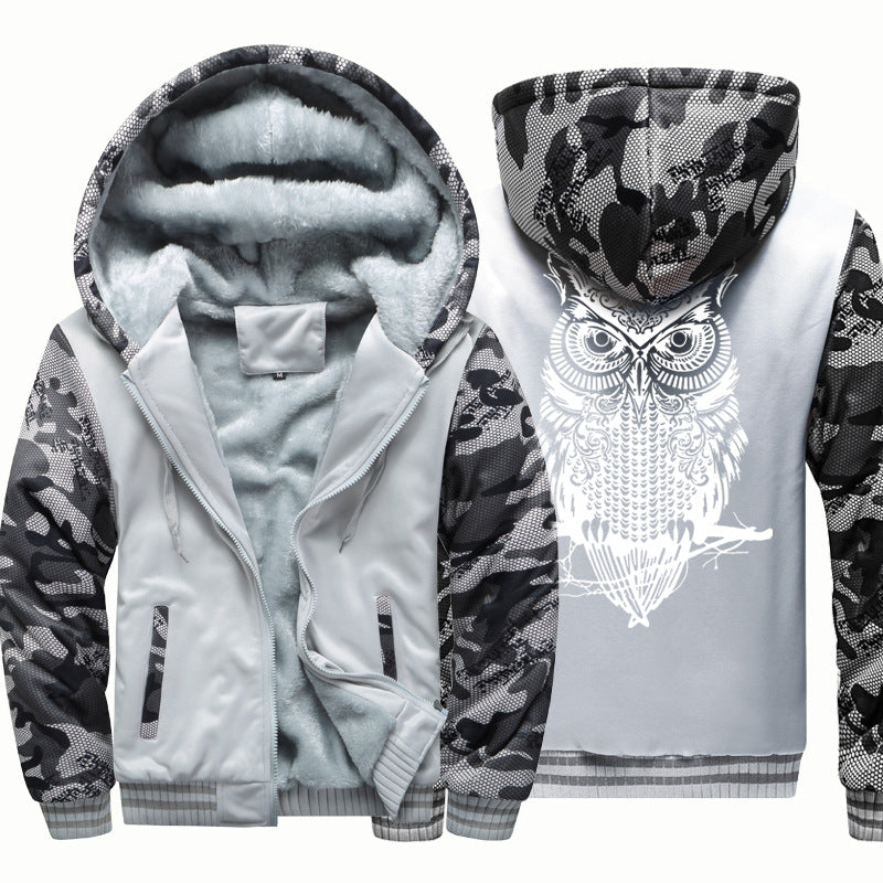 Velvet Jacket Youth Cardigan Owl Sweater Hooded Sportswear
