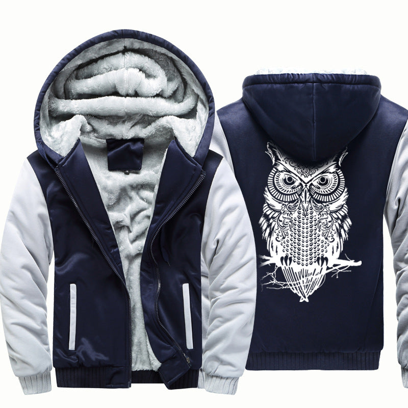 Velvet Jacket Youth Cardigan Owl Sweater Hooded Sportswear