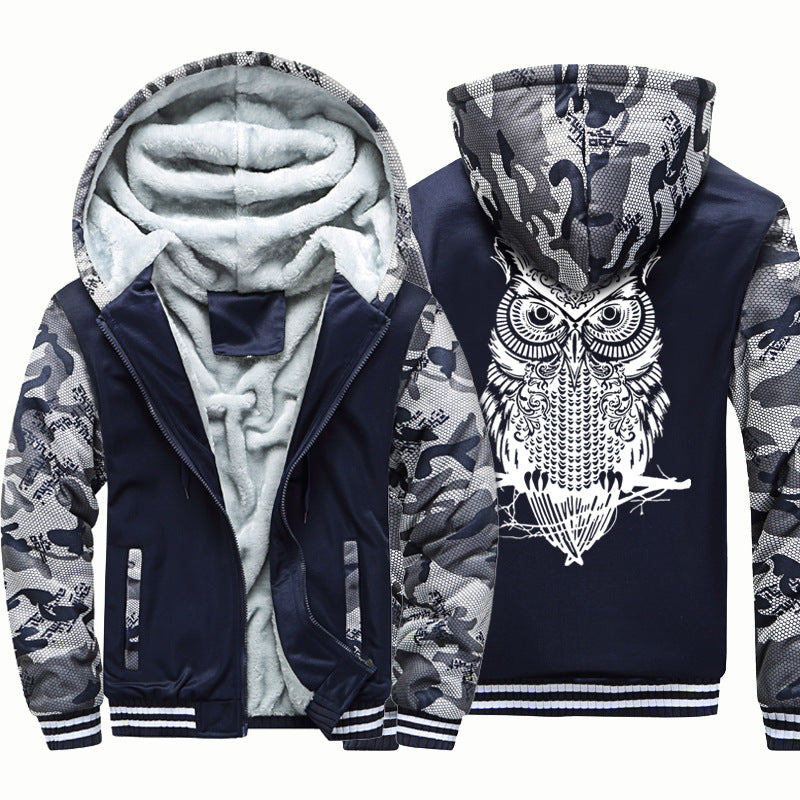 Velvet Jacket Youth Cardigan Owl Sweater Hooded Sportswear