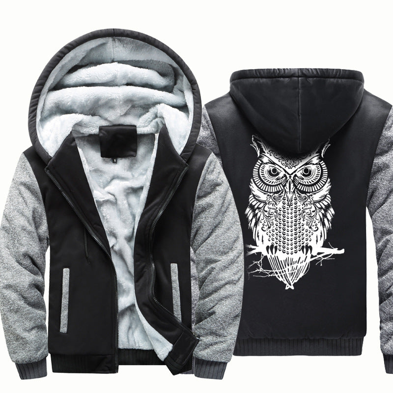 Velvet Jacket Youth Cardigan Owl Sweater Hooded Sportswear