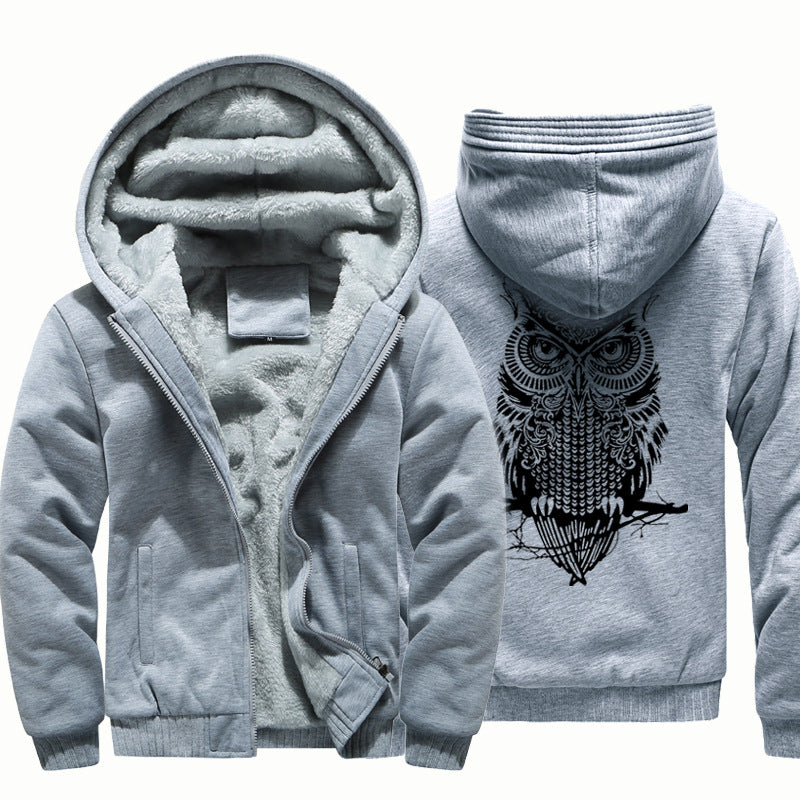 Velvet Jacket Youth Cardigan Owl Sweater Hooded Sportswear