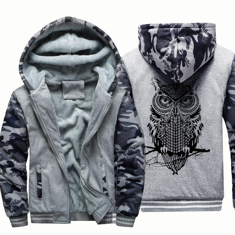 Velvet Jacket Youth Cardigan Owl Sweater Hooded Sportswear
