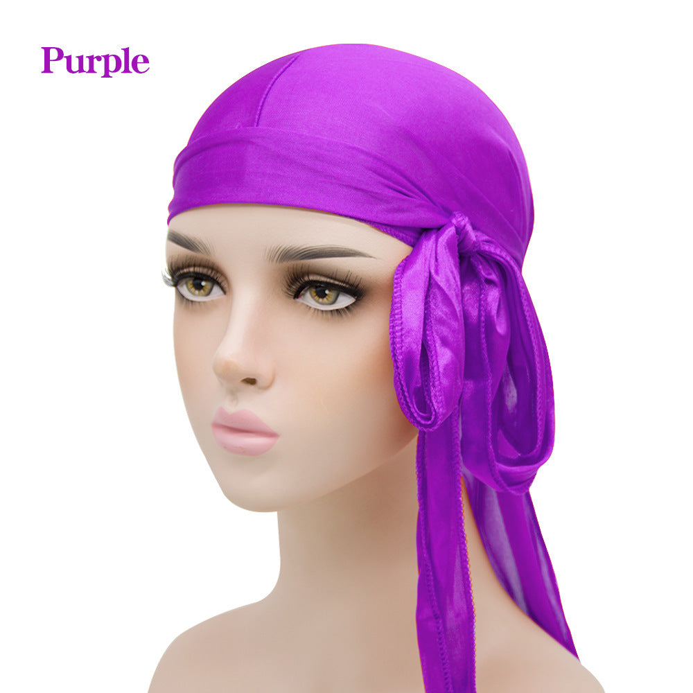 New Men And Women Satin Elastic Toe Cap Silky Long Tail Durag