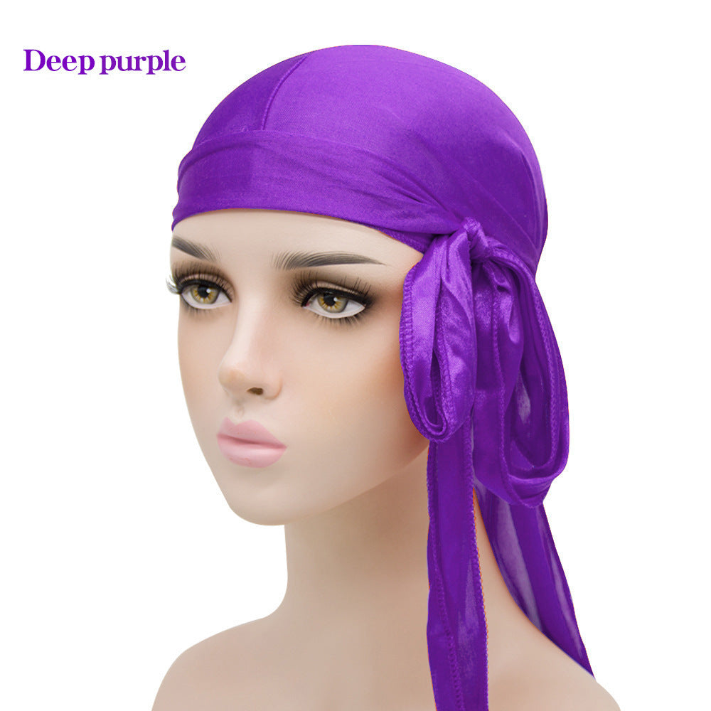 New Men And Women Satin Elastic Toe Cap Silky Long Tail Durag