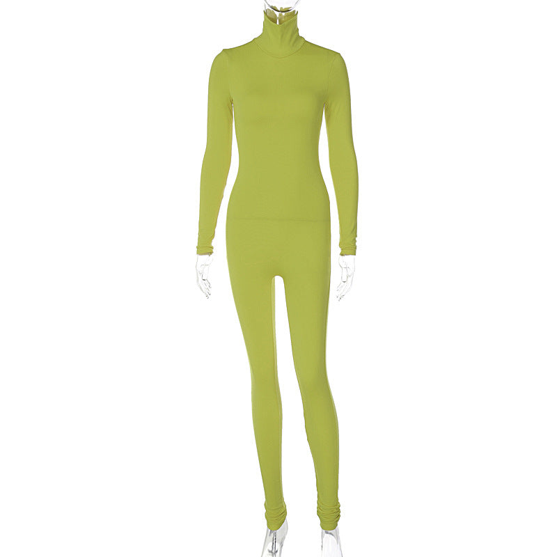 New Solid Color Tight-fitting Jumpsuit Pants Women