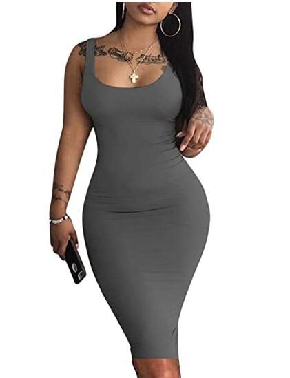 New Summer Sexy Women Sleeveless Vest Midi Skirt