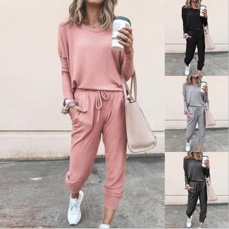 New Loose Solid Color Long-sleeved Casual Suit