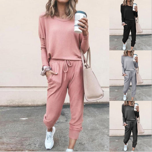 New Loose Solid Color Long-sleeved Casual Suit