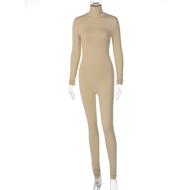 New Solid Color Tight-fitting Jumpsuit Pants Women
