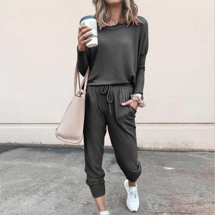 New Loose Solid Color Long-sleeved Casual Suit