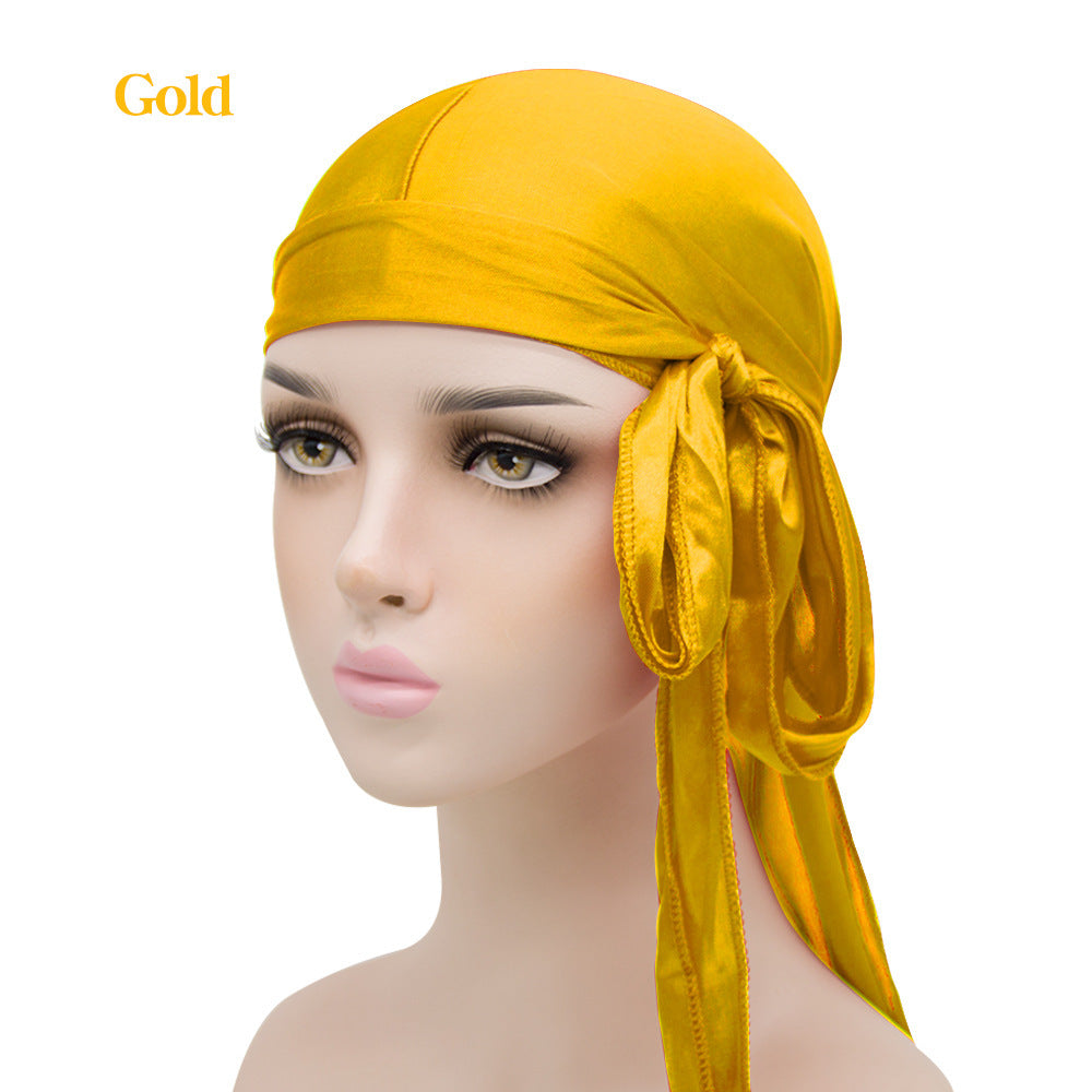 New Men And Women Satin Elastic Toe Cap Silky Long Tail Durag