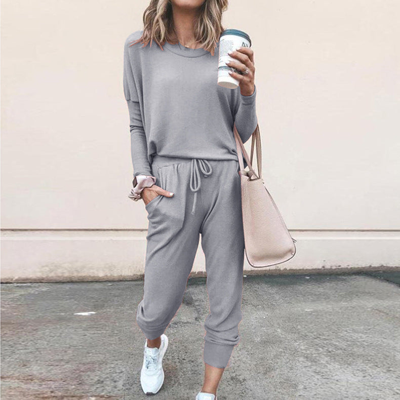 New Loose Solid Color Long-sleeved Casual Suit