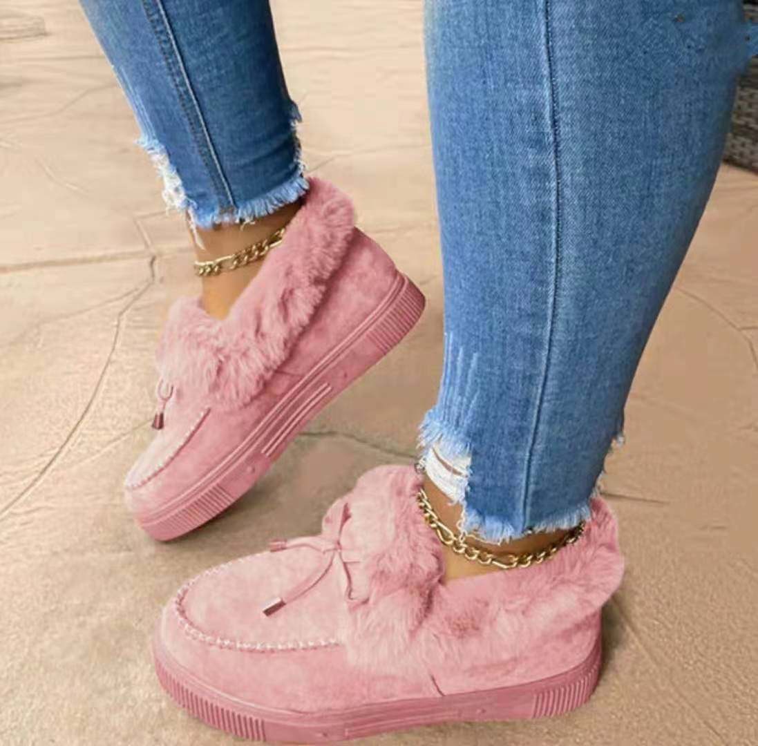 New Women Slip-Ons Thick-Soled Fleece Warm Cotton Peas Shoes